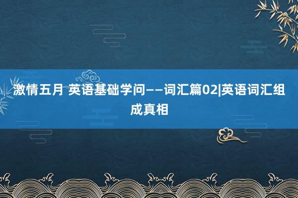 激情五月 英语基础学问——词汇篇02|英语词汇组成真相