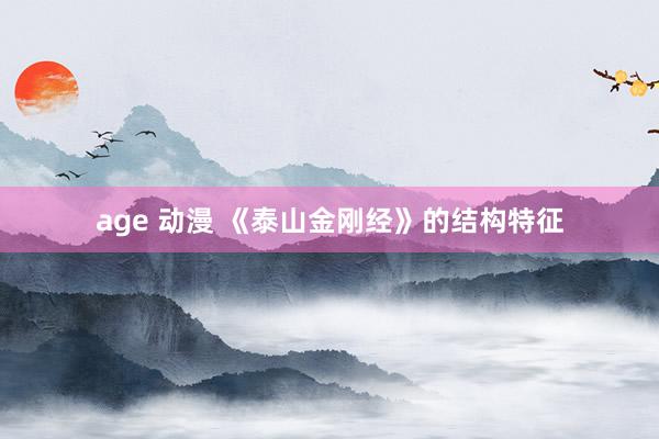 age 动漫 《泰山金刚经》的结构特征