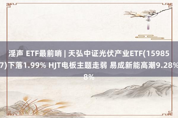 淫声 ETF最前哨 | 天弘中证光伏产业ETF(159857)下落1.99% HJT电板主题走弱 易成新能高潮9.28%