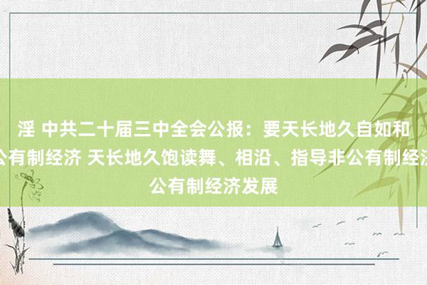 淫 中共二十届三中全会公报：要天长地久自如和发展公有制经济 天长地久饱读舞、相沿、指导非公有制经济发展