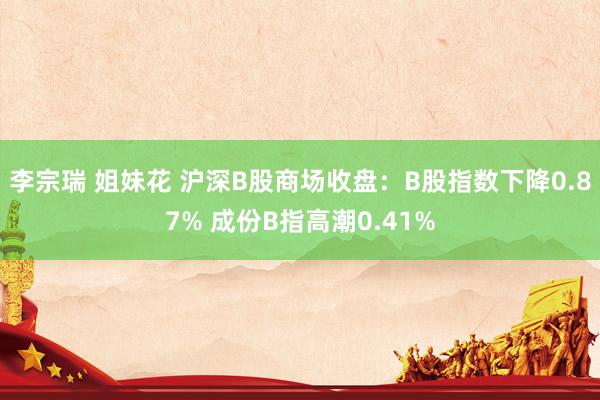 李宗瑞 姐妹花 沪深B股商场收盘：B股指数下降0.87% 成份B指高潮0.41%