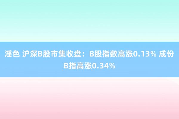 淫色 沪深B股市集收盘：B股指数高涨0.13% 成份B指高涨0.34%