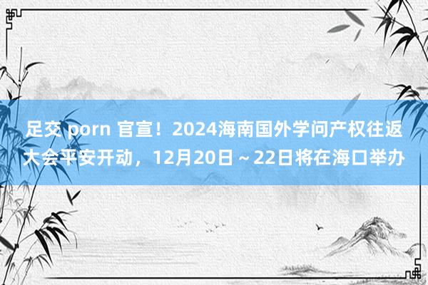 足交 porn 官宣！2024海南国外学问产权往返大会平安开动，12月20日～22日将在海口举办