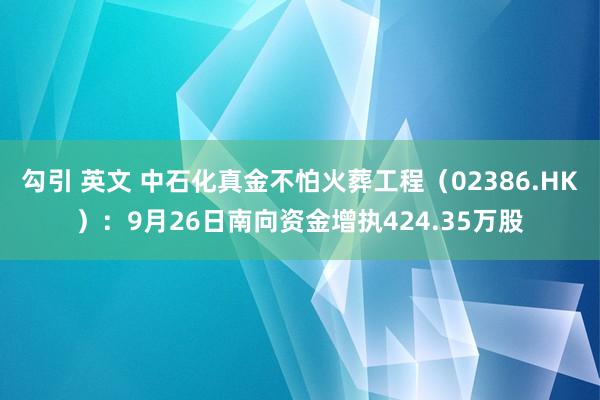 勾引 英文 中石化真金不怕火葬工程（02386.HK）：9月26日南向资金增执424.35万股