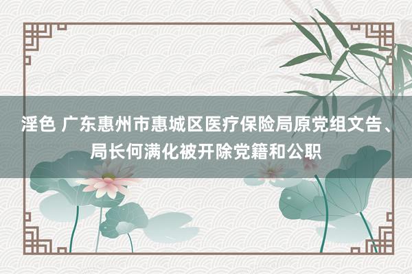 淫色 广东惠州市惠城区医疗保险局原党组文告、局长何满化被开除党籍和公职