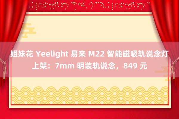 姐妹花 Yeelight 易来 M22 智能磁吸轨说念灯上架：7mm 明装轨说念，849 元