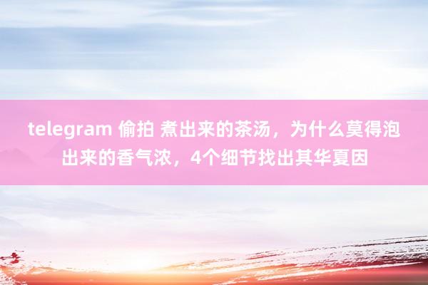 telegram 偷拍 煮出来的茶汤，为什么莫得泡出来的香气浓，4个细节找出其华夏因