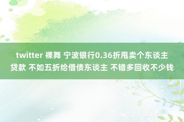 twitter 裸舞 宁波银行0.36折甩卖个东谈主贷款 不如五折给借债东谈主 不错多回收不少钱