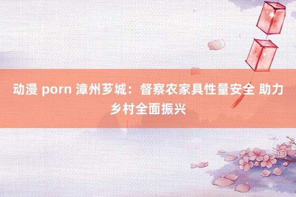 动漫 porn 漳州芗城：督察农家具性量安全 助力乡村全面振兴