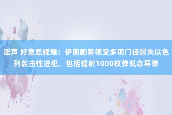 淫声 好意思媒爆：伊朗酌量领受多项门径冒失以色列袭击性进犯，包括辐射1000枚弹说念导弹