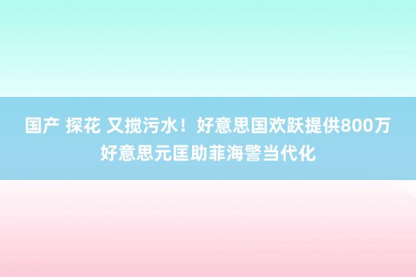 国产 探花 又搅污水！好意思国欢跃提供800万好意思元匡助菲海警当代化