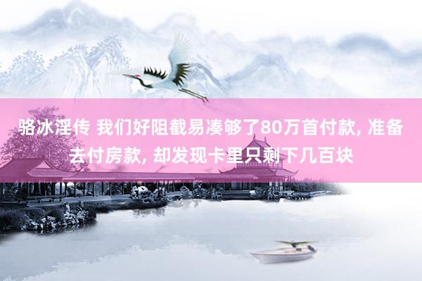 骆冰淫传 我们好阻截易凑够了80万首付款, 准备去付房款, 却发现卡里只剩下几百块