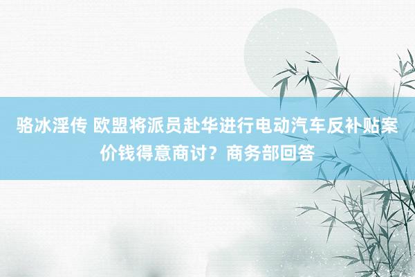 骆冰淫传 欧盟将派员赴华进行电动汽车反补贴案价钱得意商讨？商务部回答