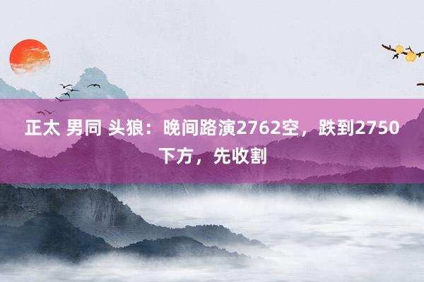 正太 男同 头狼：晚间路演2762空，跌到2750下方，先收割