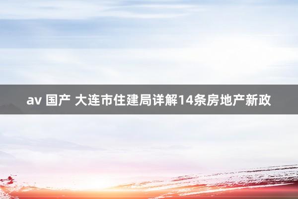 av 国产 大连市住建局详解14条房地产新政