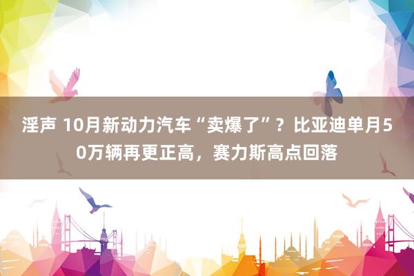 淫声 10月新动力汽车“卖爆了”？比亚迪单月50万辆再更正高，赛力斯高点回落