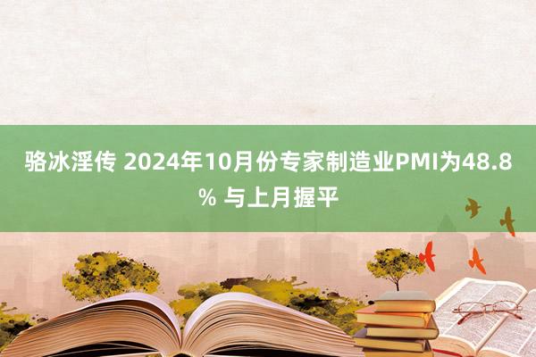 骆冰淫传 2024年10月份专家制造业PMI为48.8% 与上月握平