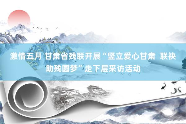 激情五月 甘肃省残联开展“竖立爱心甘肃  联袂助残圆梦”走下层采访活动