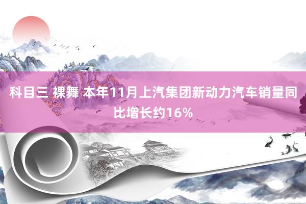 科目三 裸舞 本年11月上汽集团新动力汽车销量同比增长约16%