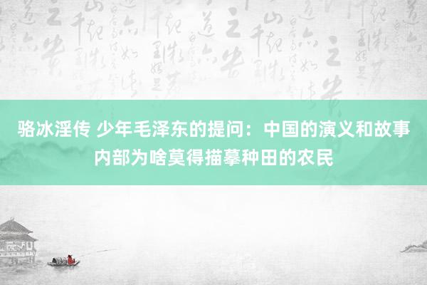 骆冰淫传 少年毛泽东的提问：中国的演义和故事内部为啥莫得描摹种田的农民