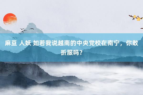 麻豆 人妖 如若我说越南的中央党校在南宁，你敢折服吗？