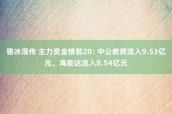 骆冰淫传 主力资金榜前20: 中公教师流入9.53亿元、海能达流入8.54亿元