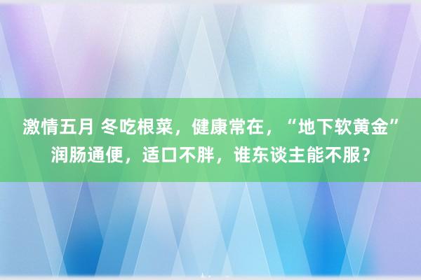 激情五月 冬吃根菜，健康常在，“地下软黄金”润肠通便，适口不胖，谁东谈主能不服？