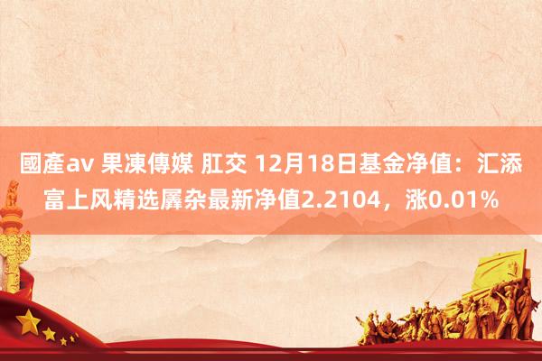 國產av 果凍傳媒 肛交 12月18日基金净值：汇添富上风精选羼杂最新净值2.2104，涨0.01%