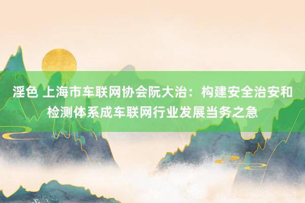 淫色 上海市车联网协会阮大治：构建安全治安和检测体系成车联网行业发展当务之急