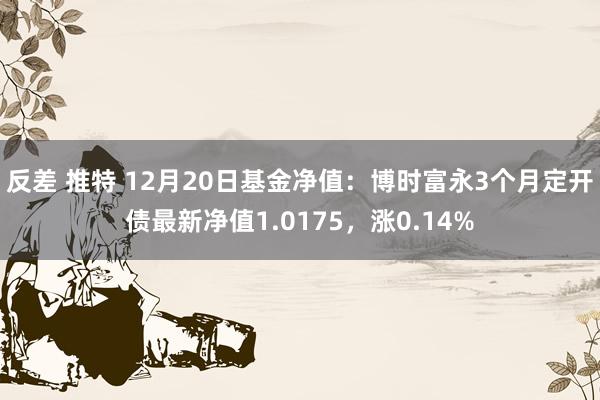 反差 推特 12月20日基金净值：博时富永3个月定开债最新净值1.0175，涨0.14%