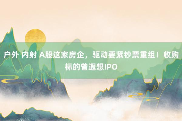 户外 内射 A股这家房企，驱动要紧钞票重组！收购标的曾遐想IPO