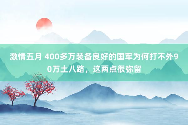 激情五月 400多万装备良好的国军为何打不外90万土八路，这两点很弥留