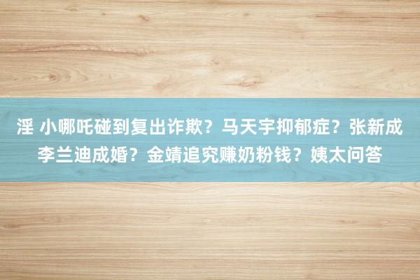 淫 小哪吒碰到复出诈欺？马天宇抑郁症？张新成李兰迪成婚？金靖追究赚奶粉钱？姨太问答