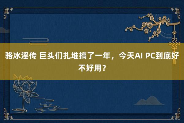 骆冰淫传 巨头们扎堆搞了一年，今天AI PC到底好不好用？