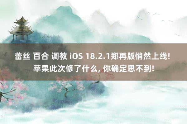 蕾丝 百合 调教 iOS 18.2.1郑再版悄然上线! 苹果此次修了什么， 你确定思不到!