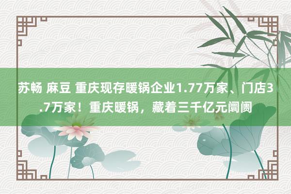 苏畅 麻豆 重庆现存暖锅企业1.77万家、门店3.7万家！重庆暖锅，藏着三千亿元阛阓