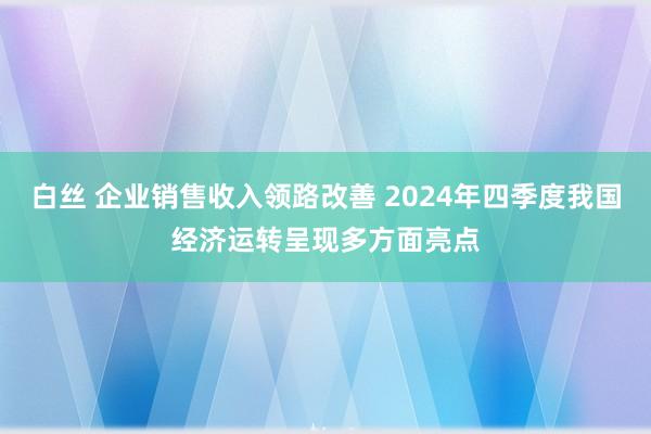 白丝 企业销售收入领路改善 2024年四季度我国经济运转呈现多方面亮点